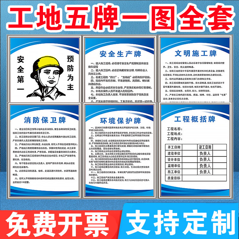 牌项目部八大员岗位职责文明施工安全生产工程概括八牌十牌二图kt板