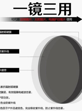 【两片价】感光致变色防蓝光眼镜1.60 1.67近视防辐射变灰色镜片