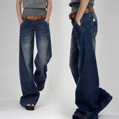 68低腰围牛仔裤 长裤 蓝色水洗阔脚裤 大脚裤 129 薄款 阔腿裤 适合夏季