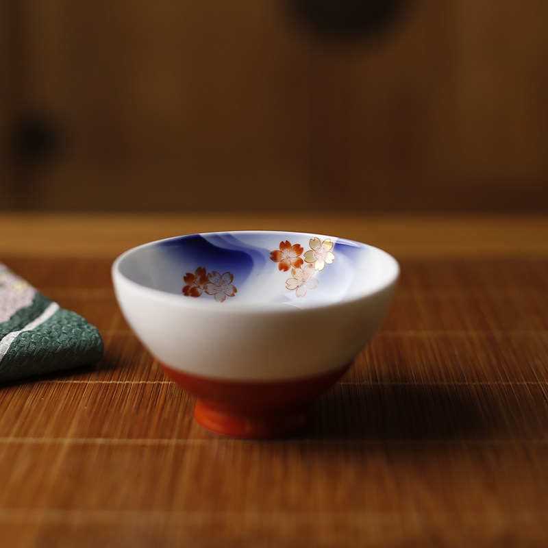 【器世界】日本茶具有田烧深川制手绘图案陶瓷茶碗品茗杯茶盏