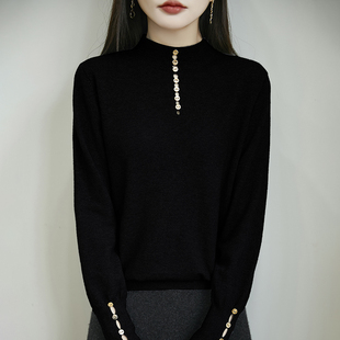 25年新款羊绒蚕丝蛋白打底衫两面穿半高领保暖针织衫半高领套头