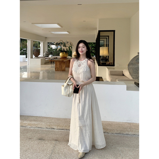 长裙女法式 重工编织镂空无袖 波西米亚连衣裙 前 Floating爱在西元