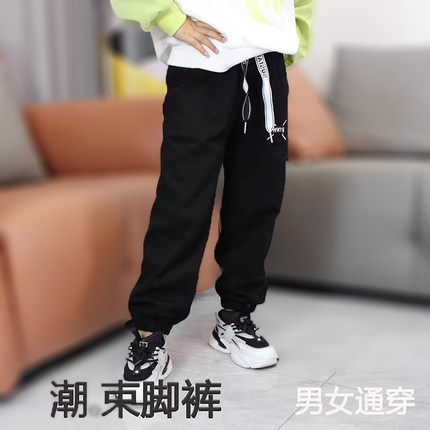 男童女童韩版春装秋休闲宽松洋气束脚裤中大童高腰潮新款儿童卫裤