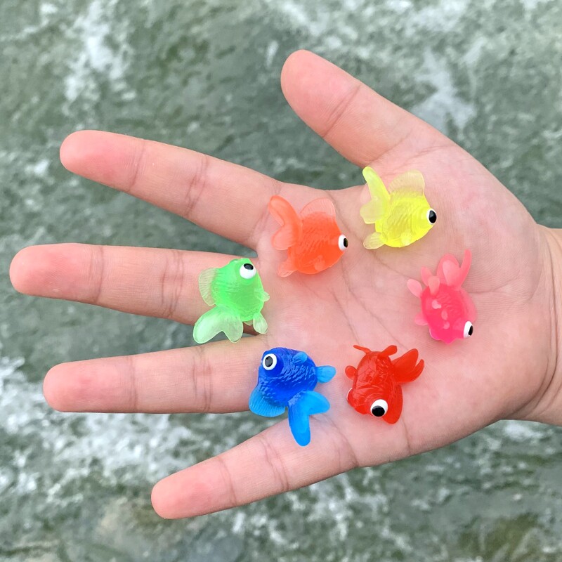 迷你小金鱼套装软胶仿真幼儿园儿童玩具假鱼缸水族箱装饰动物模型