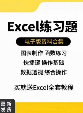 excel练习素材题库函数公式表格练习题实操基础数据透视图表制作