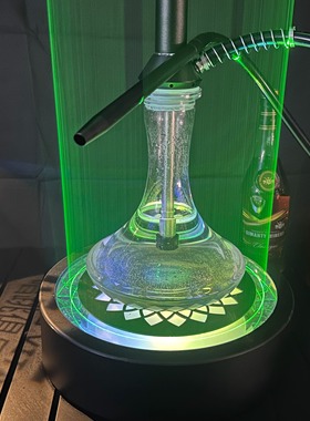 阿拉伯水烟LED灯盘 激光底座七彩发光灯玻璃壶充电灯Shisha