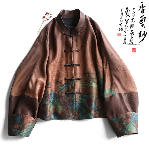 印花上衣云澍桑蚕丝新中式外套