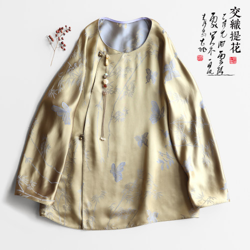 云澍交织提花新中式圆领上衣斜襟