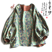 花罗香云纱圆领复古上衣女桑蚕丝国风印花大码 云澍原创 新中式 T恤