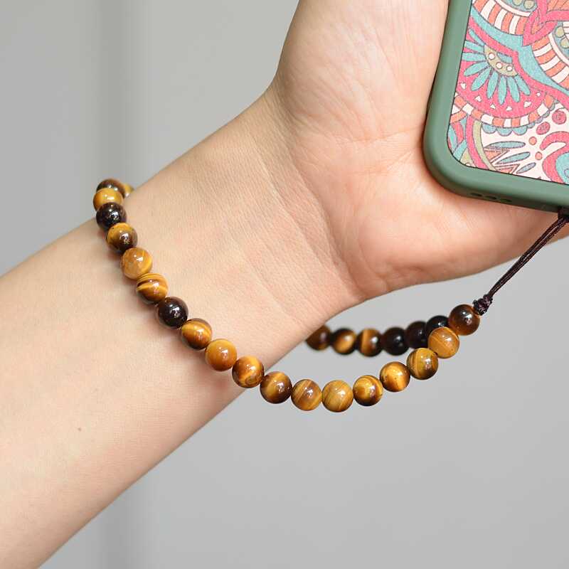 清风雅若手机链天然水晶虎眼石