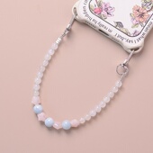 自制月光石海蓝宝粉晶星星天然水晶双扣头甜美小众高级感手机链