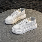 真皮透气增高两穿一脚蹬轻便休闲板鞋 春夏季 女2026新款 厚底小白鞋