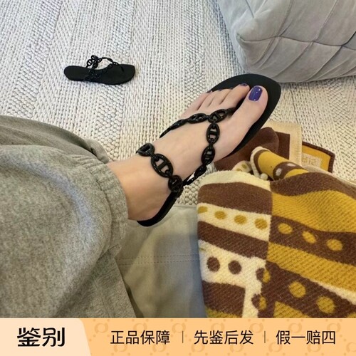 现货 Hermes爱马仕 island猪鼻子拖鞋防水平底拖鞋凉鞋一字拖