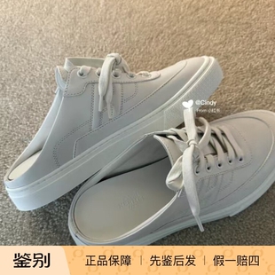 爱马仕Hermes25新款女士白色牛皮休闲鞋半拖鞋一脚蹬包头运动鞋