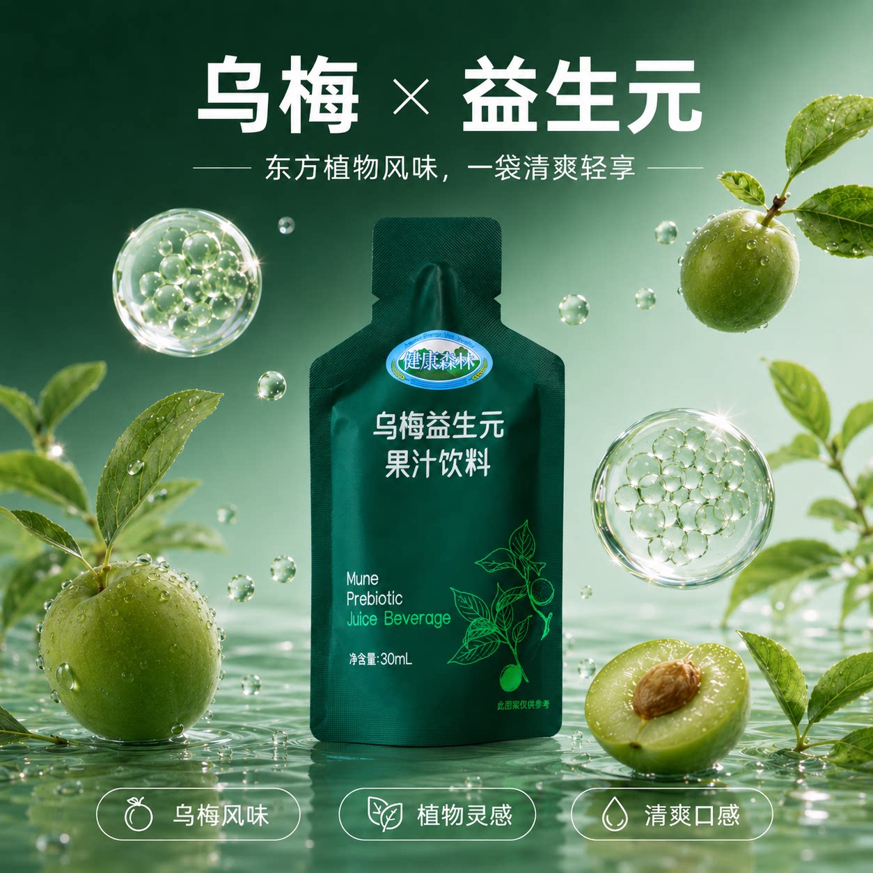 健康森林乌梅饮上中下不通蓝莓汁罗汉果茶果味饮品便携装袋装饮料
