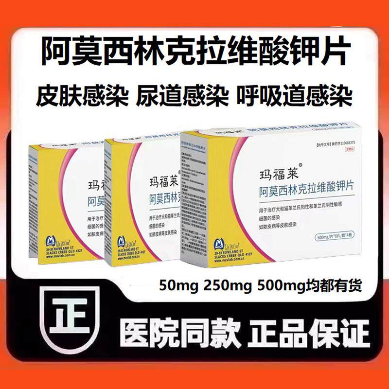 玛福莱阿莫西林克拉维酸钾片宠物猫狗呼吸道感染皮肤感染泌尿系统