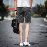 A003-K171-P20新款男装格子休闲短裤街拍1涤99%，男装休闲裤，电商A003