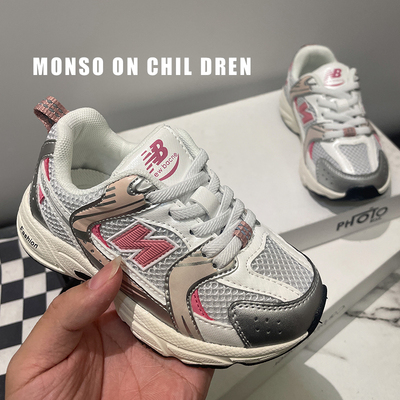 2025新款儿童运动鞋真皮女童老爹鞋软底透气男童鞋休闲潮鞋轻便鞋