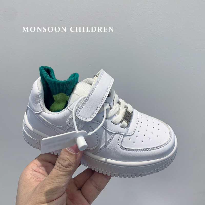 男童休闲鞋真皮运动鞋小白鞋儿童