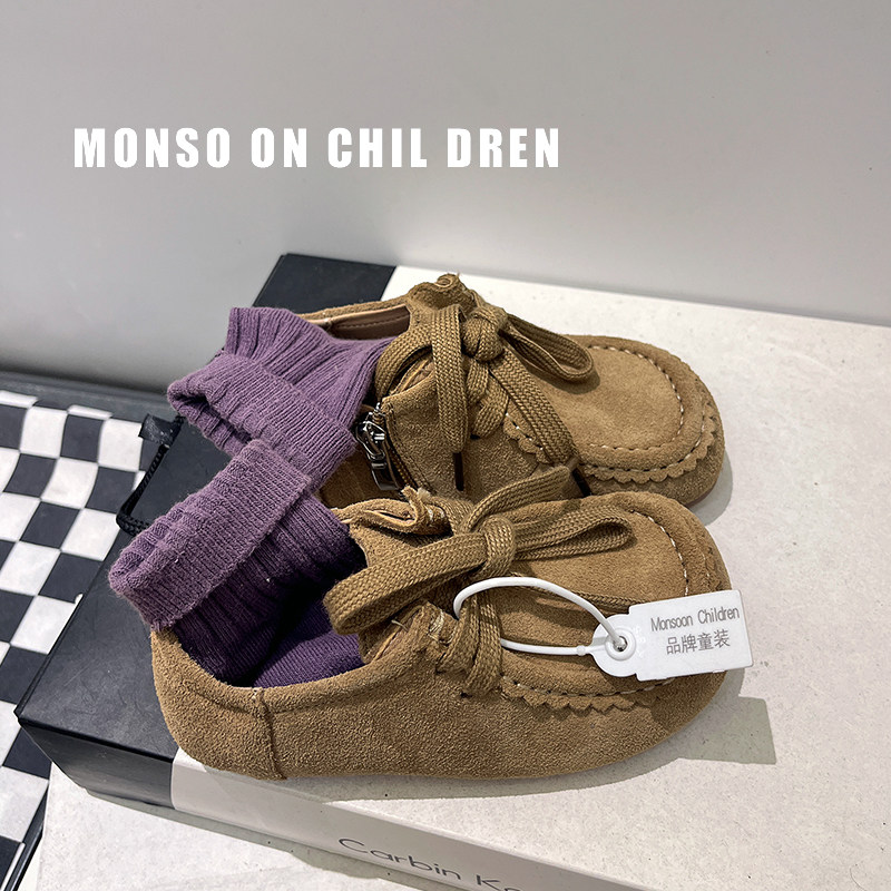 儿童豆豆鞋2025秋季新款男童真皮复古拉链勃肯鞋女童软底休闲鞋子,童鞋/婴儿鞋/亲子鞋,运动鞋,淘宝优惠券,粉丝福利购,淘宝优惠卷