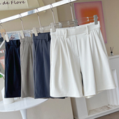 Daydri 褶皱高腰西装 百慕大外穿五分裤 Lu家短裤 女夏薄款 小个子潮