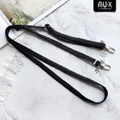 木兮黑色手工编织小香风ins女韩范防丢肩背轻便调节手机斜跨挂绳