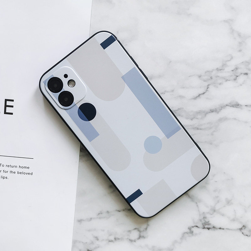 木兮原创简约几何硅胶磨砂质感保护套防摔全包镜头定制型号手机壳