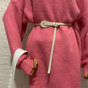 新款韩国米色腰带女装饰毛衣裙子大衣复古皮带女时尚百搭细女士潮