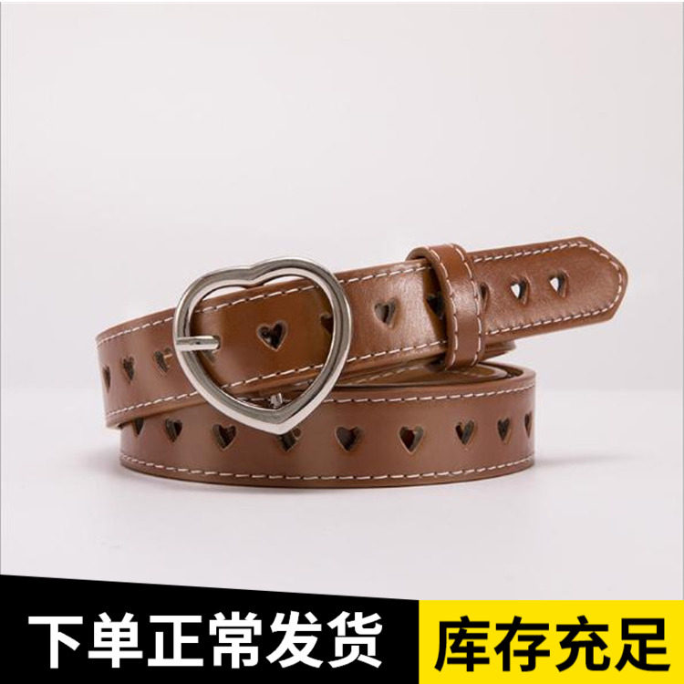 ins腰带镂空爱心女士皮带细少女桃心腰带学生可爱装饰裤带百搭潮