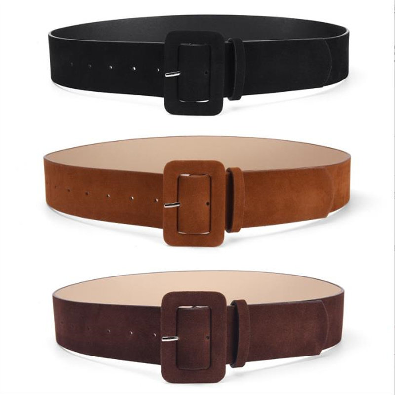 仿麂皮绒腰封宽腰带y2k辣妹装饰配裙子设计感小众时尚复古皮带女