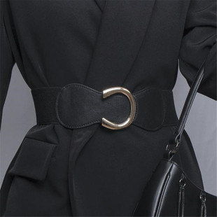 复古马蹄扣腰封女配衬衫外套裙子百搭装饰皮带时尚束腰宽秋冬腰带