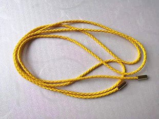 腰饰绑带基本款 0.3厘米粗圆形编织女款腰绳黄色腰带长度一米6