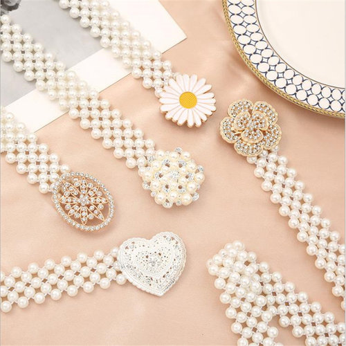 法式珍珠厘米宽优雅风松紧腰带