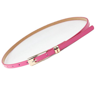 小皮带潮 饰春夏韩版 2025流行颜色玫红色漆皮细腰带 1厘米宽女士装