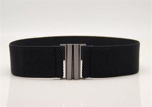 腰带女韩版简约百搭松弹力紧羽绒服腰封 连衣裙带黑色加长胖人5cm