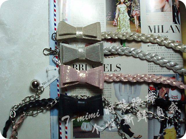 淘宝清仓 韩版女式蝴蝶结链条装饰编织细皮带流苏腰链腰带腰绳