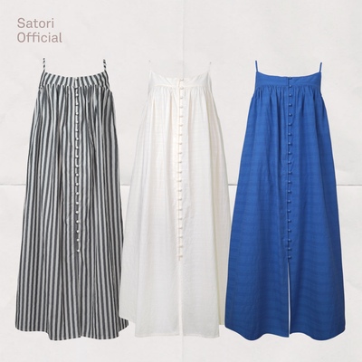 彡川里吊带排扣可调节连衣裙