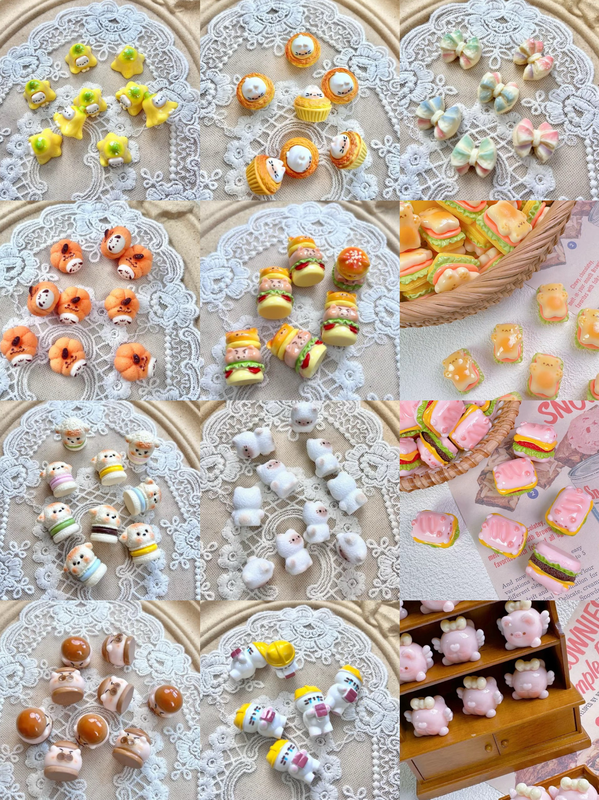定制款小新食玩卡通树脂食玩配件无孔饰品diy手机链散珠串珠包挂