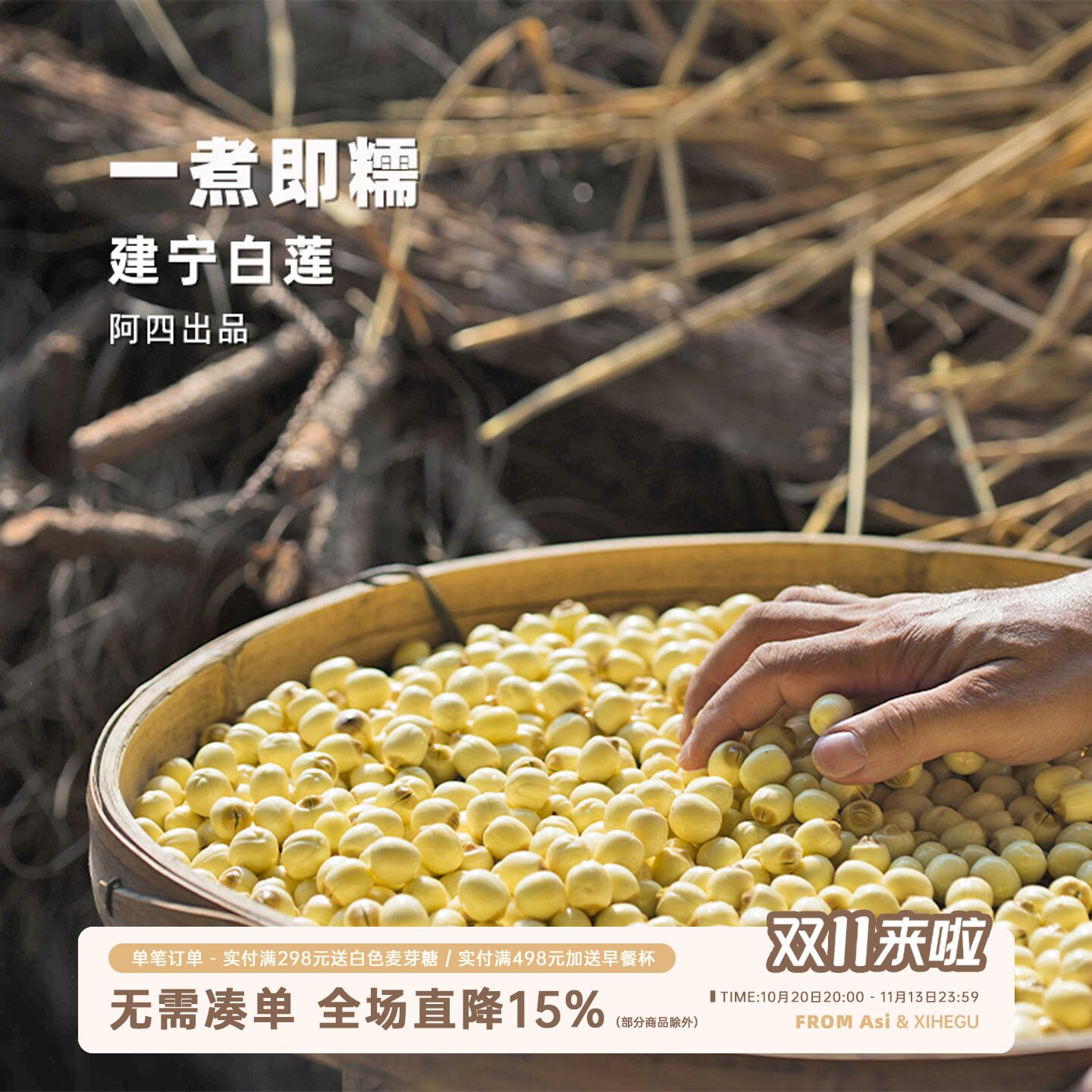 阿四出品 | 26年新货 福建建宁建莲白莲子干货去芯 拒绝硫熏500克