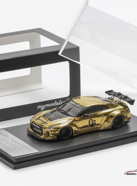 MC640004F 1/64 LB GTR R35宽体合金车模型电镀金色 Chrome Gold