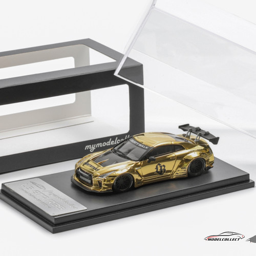 MC640004F 1/64 LB GTR R35宽体合金车模型电镀金色 Chrome Gold