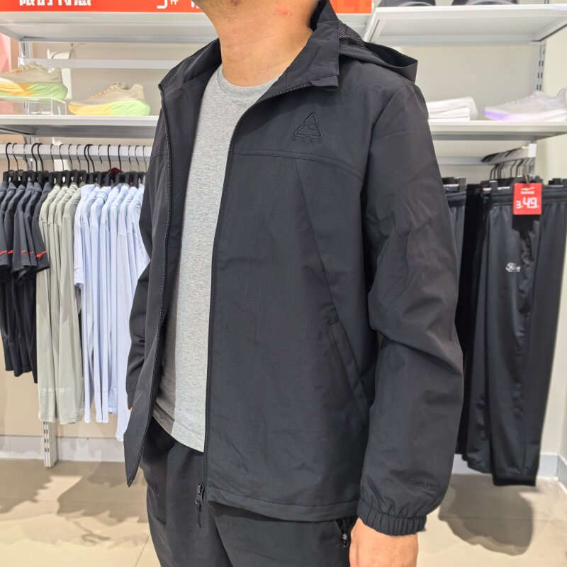 鸿星尔克运动外套男子2025秋季连帽休闲防风运动风衣11225301101