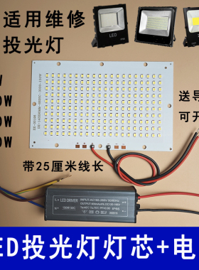 高亮LED投光灯灯芯50W100W200W防水驱动电源射灯光源灯板灯片配件