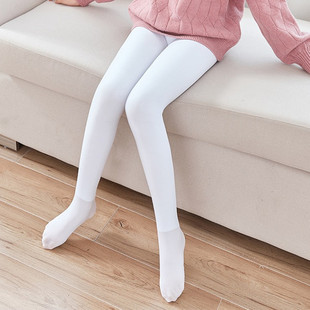 秋冬天女童加肥加大版白色保暖打底连裤袜子加厚加绒棉跳舞蹈儿童