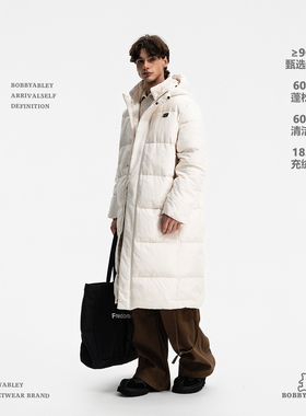 BOBBY ABLEY街头90%鸭绒保暖蓄热防寒加厚宽松休闲过膝长款羽绒服