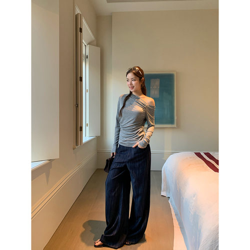 高腰百搭阔腿牛仔裤女款