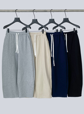 THEIRS 宽松阔腿直筒抽绳美式弯刀卫裤女秋松紧腰运动休闲裤子新