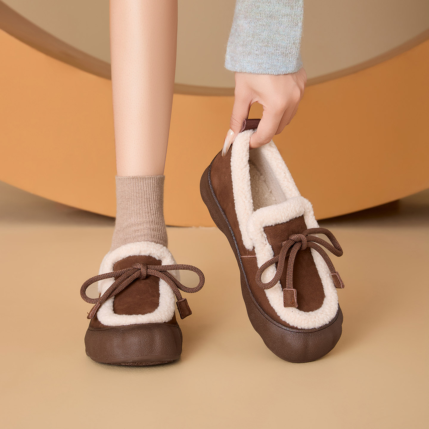 羊皮毛一体雪地靴女防寒毛毛棉鞋