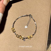 方糖家 招财纳福天然黄水晶碎银子纯银手链轻奢高级感精致手串女