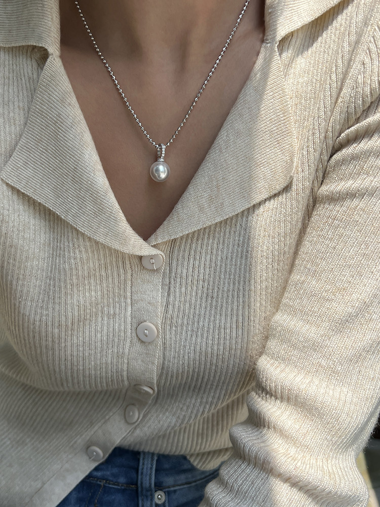 FANGTANGJIA YINGRUNAO 화이트 크리스탈 진주 유니버설 버클  플래시 비드 목걸이 라이트 럭셔리 틈새 스웨터 체인 여성을위한